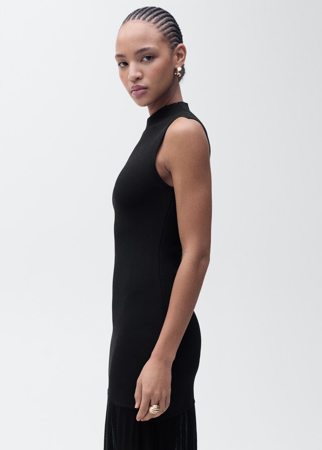 mango Vestido punto falda semitransparente