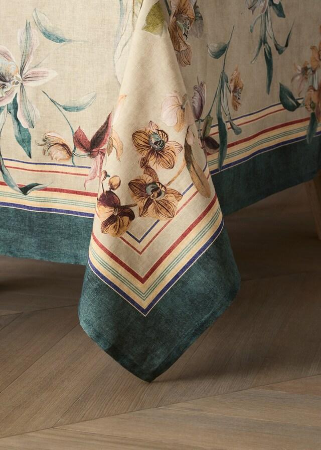 Mango Mantel Algodón Estampado Floral De 6 A 8 Comensales