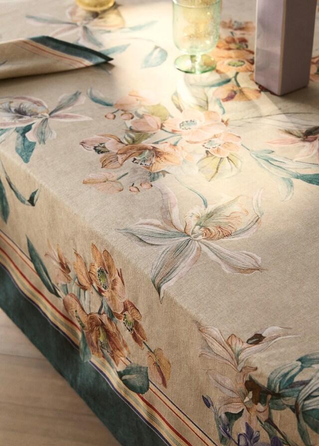 Mango Mantel Algodón Estampado Floral De 6 A 8 Comensales