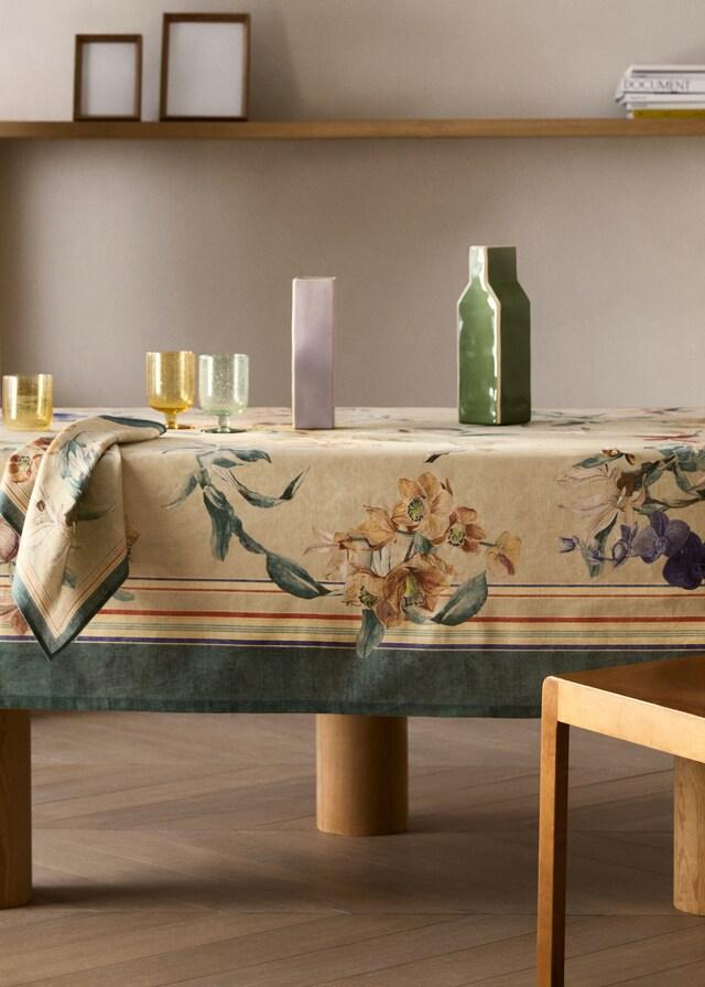 mango Mantel algodón estampado floral de 6 a 8 comensales