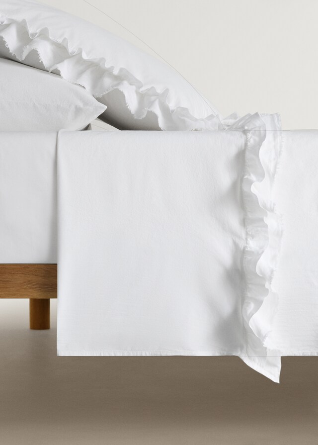 Mango Sábana Encimera Algodón Lavado Volante Lino Cama 150/160 Cm