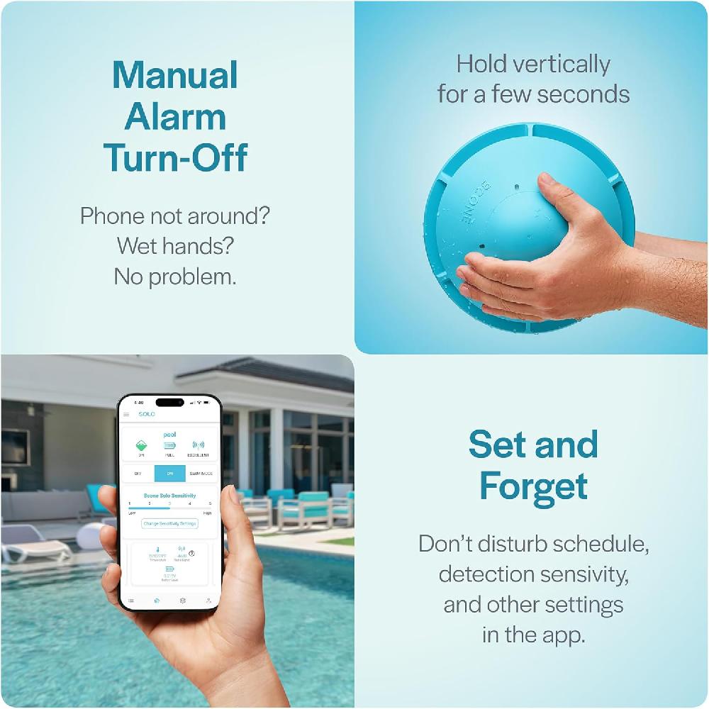 Nacnic Alarma Inteligente Para Piscina Con Aplicación Bluetooth Para Piscinas Sobre El Suelo Y En El Suelo Sirena Fuerte De 110 DB IP68 Impermeable Instalación En Segundos