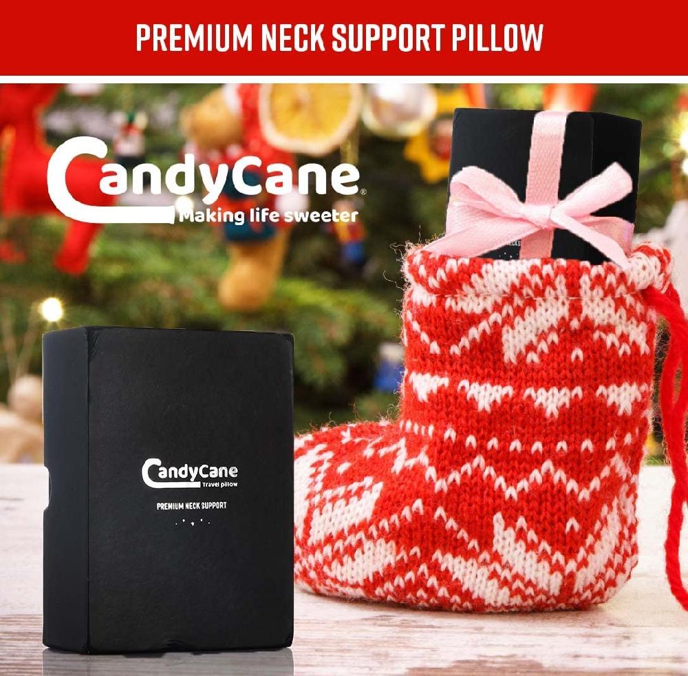 Nacnic Almohada De Viaje Inflable CANDY CANE Con Soporte Para Cuello Y Barbilla Azul