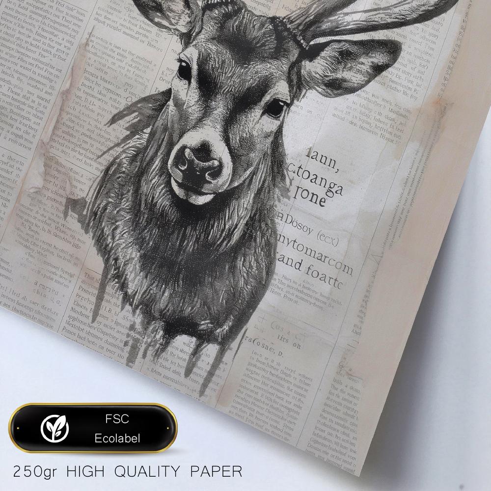 Nacnic Animales Vintage: Mariposa Ciervo Gato Pez Conejo Libélula - Láminas