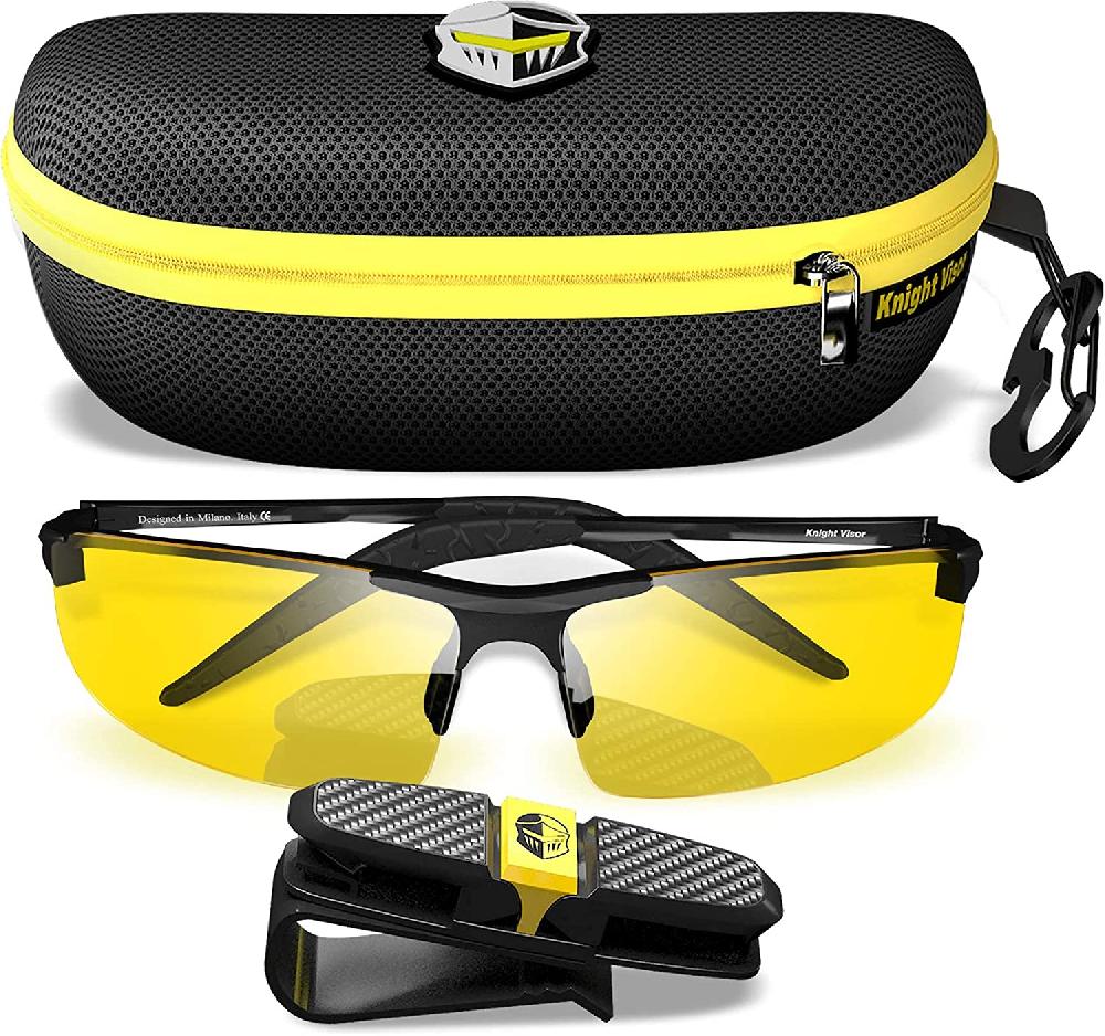 nacnic BLUPOND KNIGHT VISOR Gafas semi-polarizadas y antirreflectantes para conducción y deportes – Marco de titanio con soporte para clip de coche
