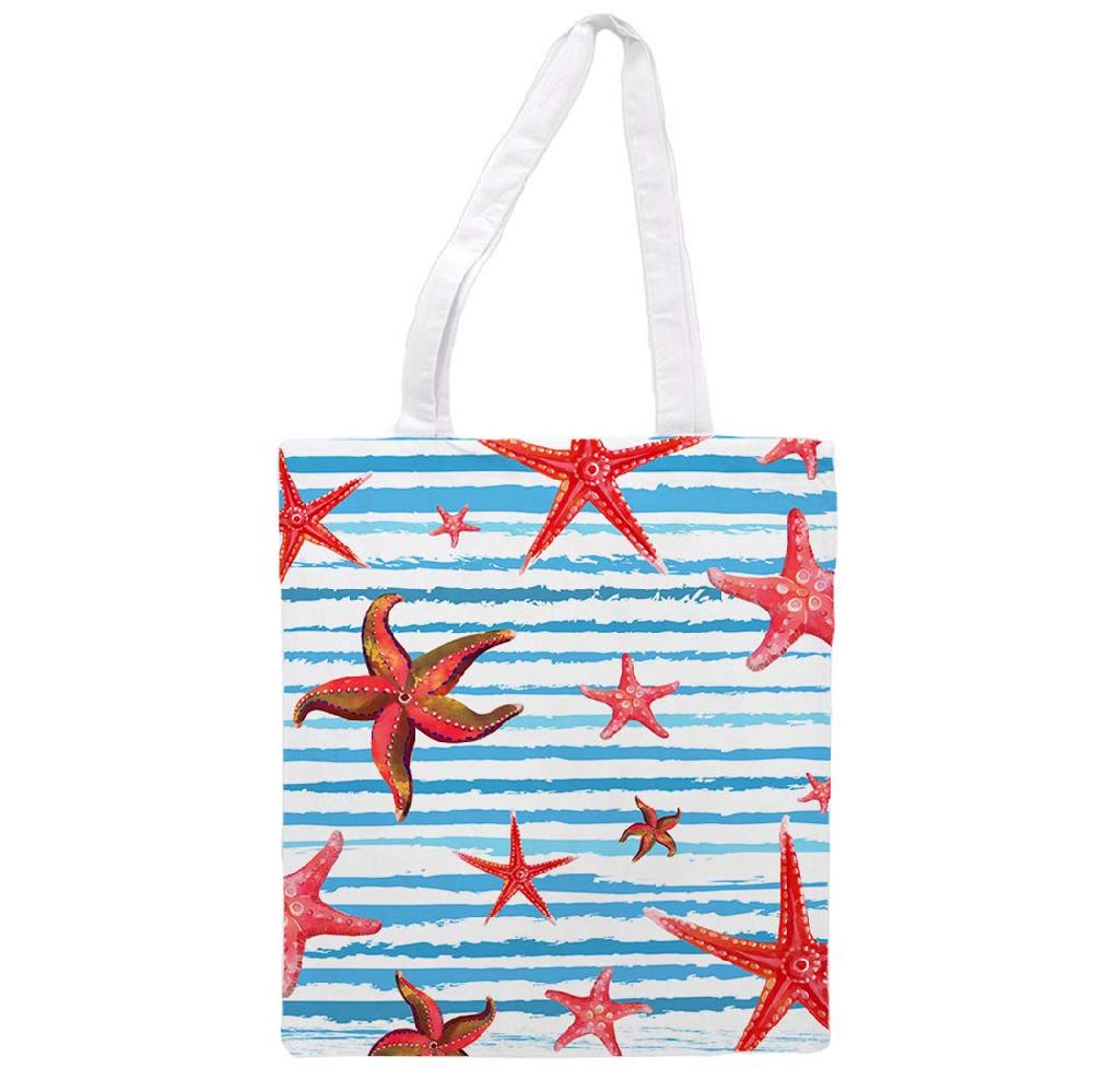 Nacnic Bolsa Tote De Tela | Diseño Estrellas De Mar | Bolso Con Asas Largas Multiusos Reutilizable Y Ecológico