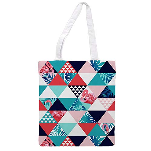 Nacnic Bolsa Tote De Tela | Diseño Flamenco Geométrico | Tote Bag Con Asas Largas Multiusos Reutilizable Y Ecológica