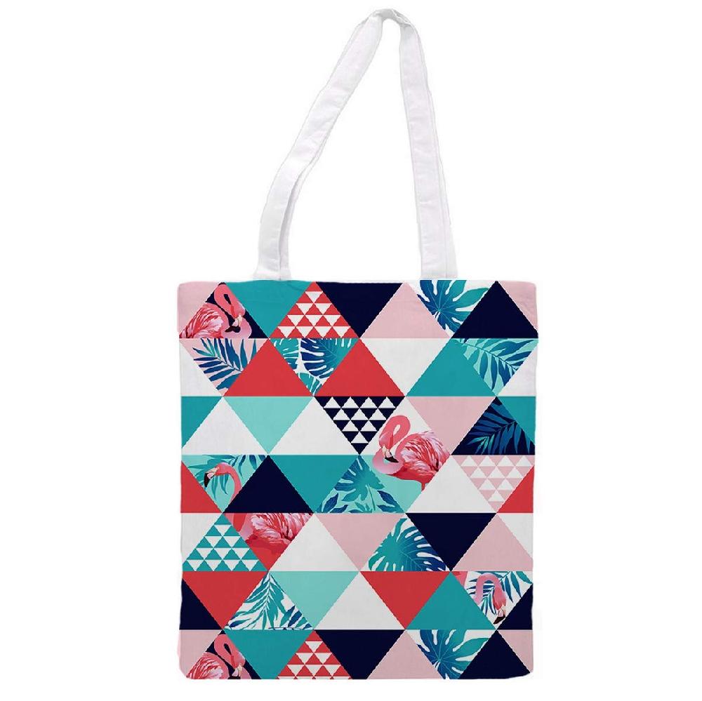 nacnic Bolsa Tote de tela | Diseño Flamenco Geométrico | Tote Bag con asas largas multiusos reutilizable y ecológica