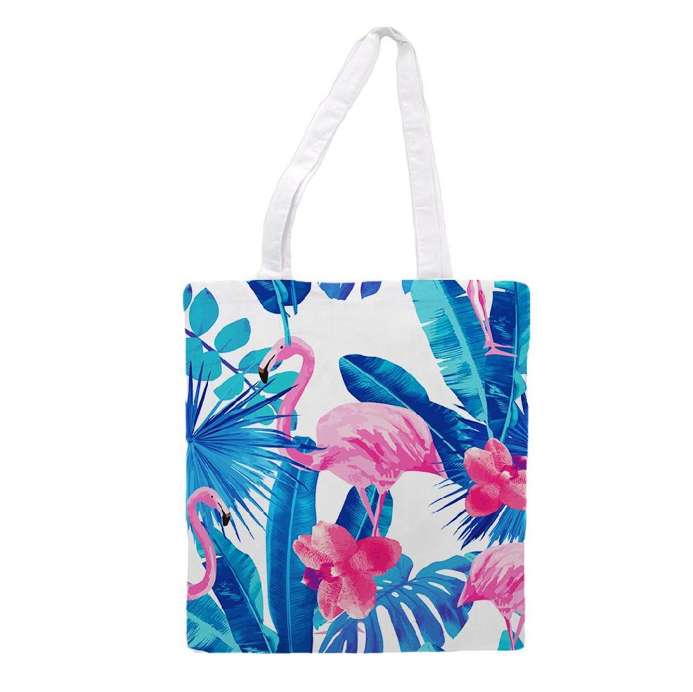 nacnic Bolsa Tote de tela | Diseño Flamenco Tropical | Tote Bag con asas largas multiusos reutilizable y ecológica