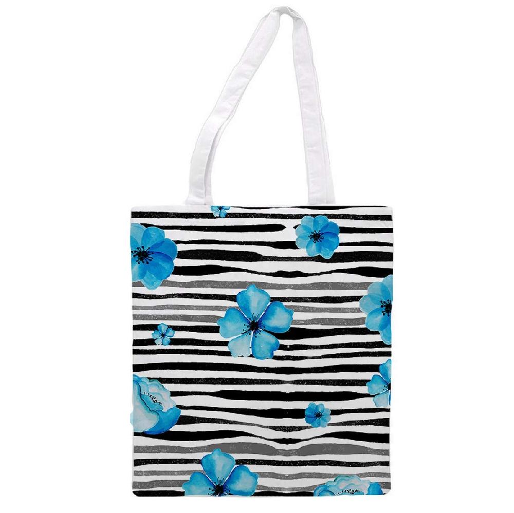 Nacnic Bolsa Tote De Tela | Diseño Flor De Hibiscus Azul | Bolso Bandolera Con Asas Largas Multiusos Reutilizable Y Ecológica