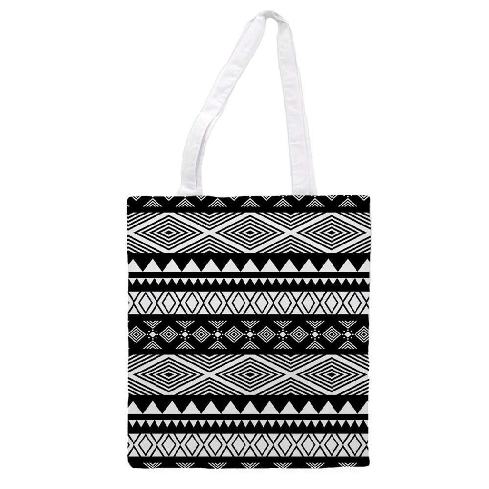 Nacnic Bolsa Tote De Tela | Diseño Geométrico Rombos Blanco Y Negro | Tote Bag Con Asas Largas Multiusos Reutilizable Y Ecológica