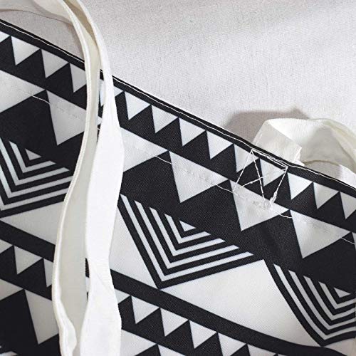 Nacnic Bolsa Tote De Tela | Diseño Geométrico Triángulos Blanco Y Negro | Tote Bag Con Asas Largas Multiusos Reutilizable Y Ecológica