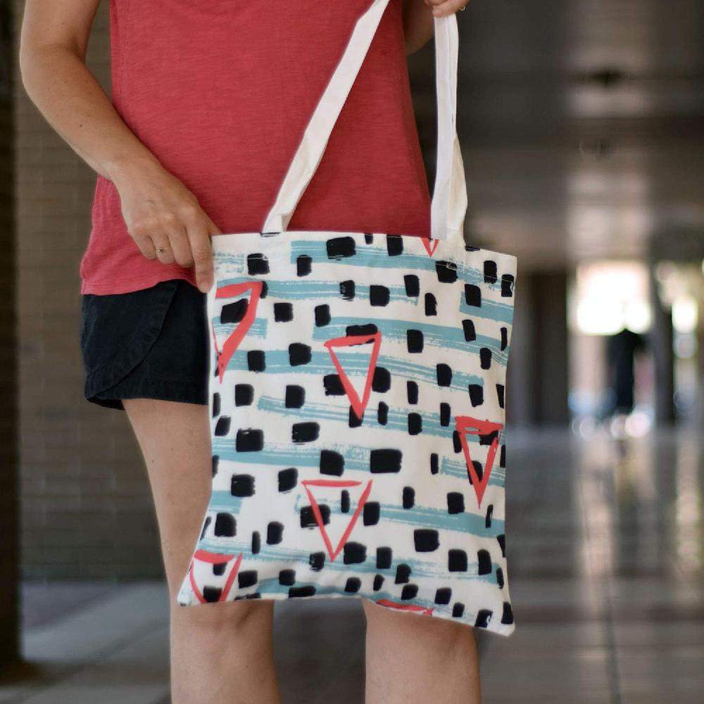 nacnic Bolsa Tote de tela | Diseño Geométrico Tribal | Bolso con asas largas multiusos reutilizable y ecológico