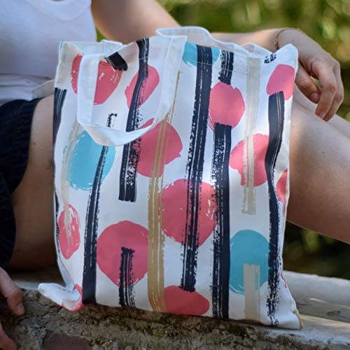 nacnic Bolsa Tote de tela | Diseño Piruletas Fucsias y Azules | Tote Bag con asas largas multiusos reutilizable y ecológica