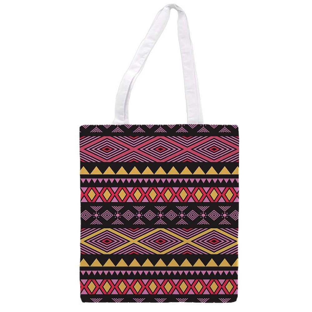 Nacnic Bolsa Tote De Tela | Estampado Geométrico Morado Y Amarillo | Tote Bag Con Asas Largas Multiusos Reutilizable Y Ecológica