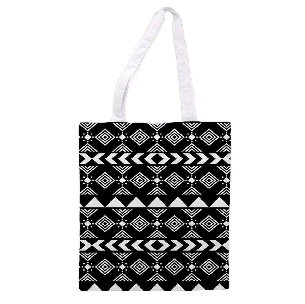 Nacnic Bolsa Tote De Tela ROMBOS CONCENTRICOS BLANCO Y NEGRO. Bandolera Multiusos. Bolso De Mano. Bolsa Tote Reutilizable