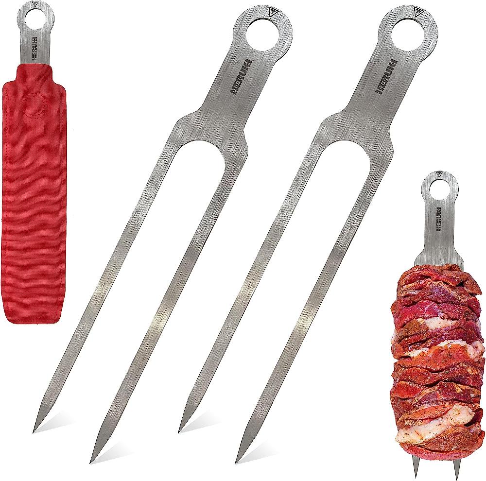 nacnic Brochetas de Metal Dobles para Barbacoa y Horno HERUKID