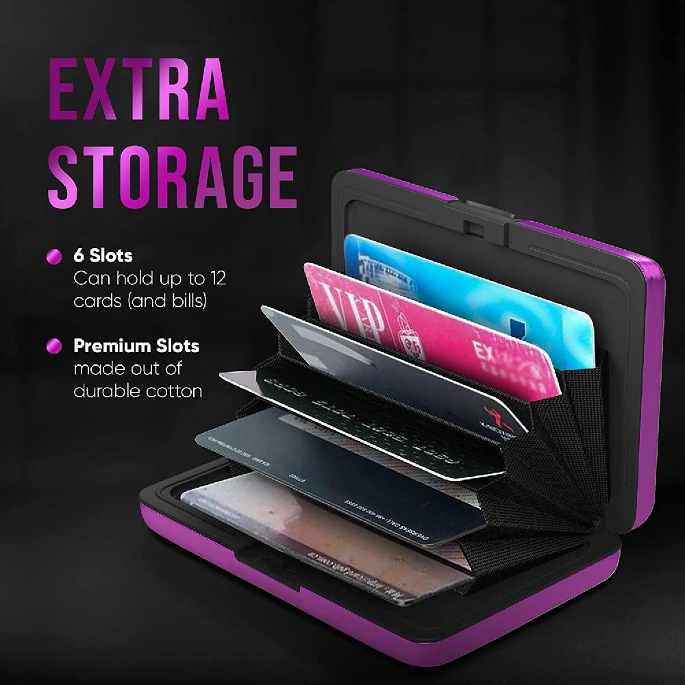 Nacnic Cartera De Aluminio Con Bloqueo RFID Para Tarjetas De Crédito Y Billetes Púrpura Tarjetero