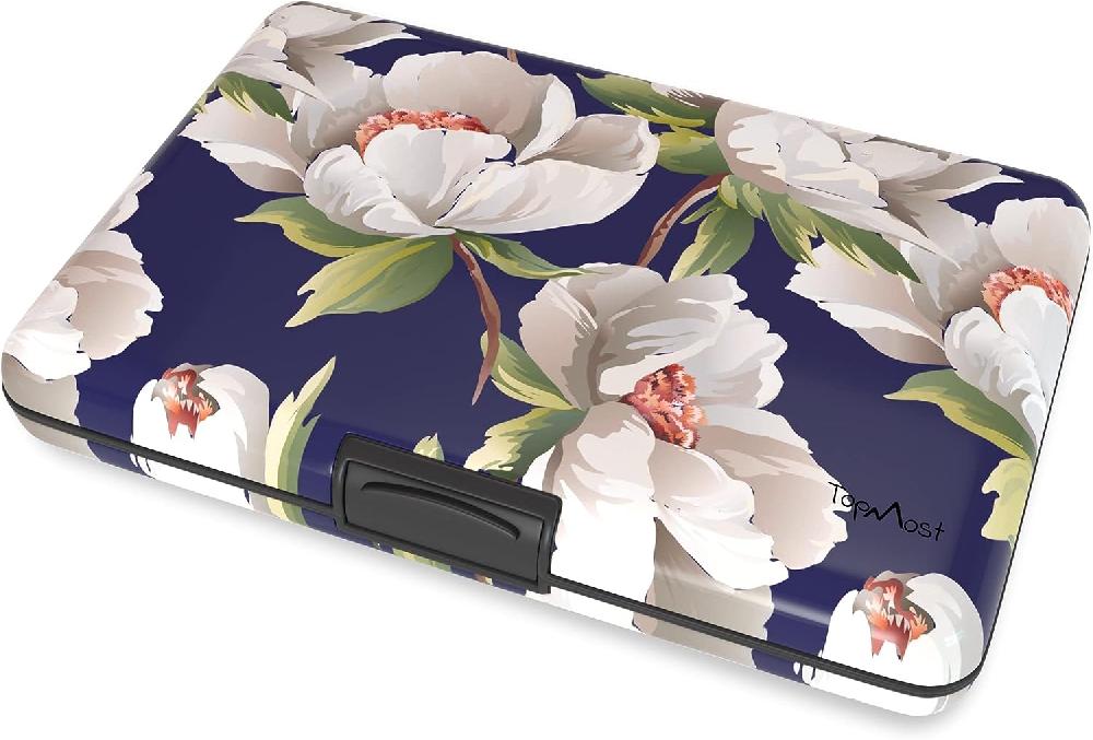 nacnic Cartera de Aluminio con Bloqueo RFID y Flores de Peonía para Hombres y Mujeres - Tarjetero y Billetes