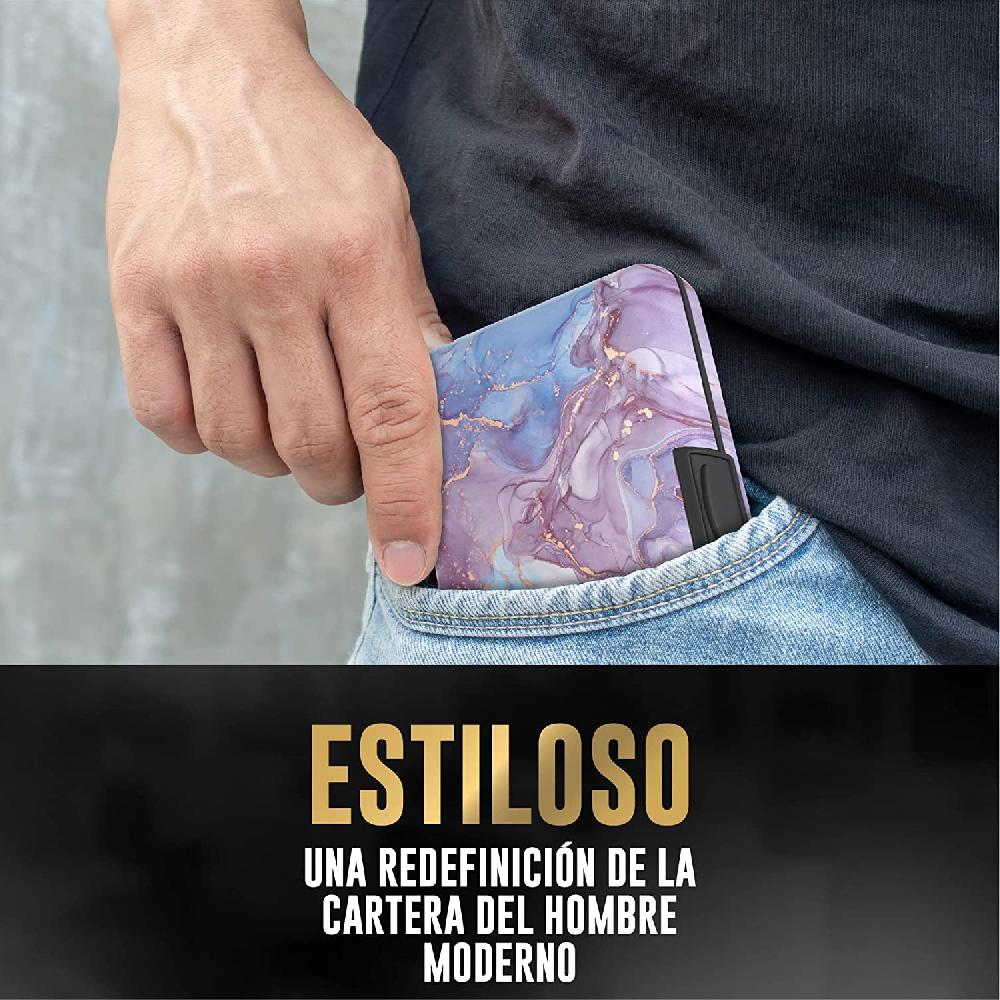 Nacnic Cartera De Aluminio Con Bloqueo RFID Y Textura De Mármol Para Tarjetas Y Billetes