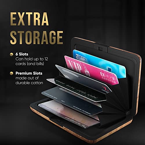 Nacnic Cartera De Aluminio Con Bloqueo RFID Y Textura De Madera Para Hombres Y Mujeres