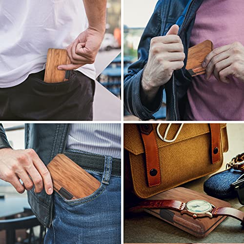 Nacnic Cartera De Aluminio Con Bloqueo RFID Y Textura De Madera Para Hombres Y Mujeres