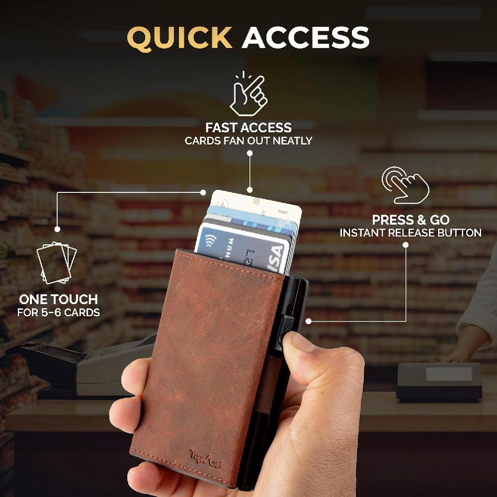 Nacnic Cartera Desplegable De Piel Auténtica Para Hombre. Portatarjetas De Crédito Con Bloqueo RFID Para Hombre. Carteras Ridge Para Hombre Con Ventana De Identificación. Delgada Minimalista