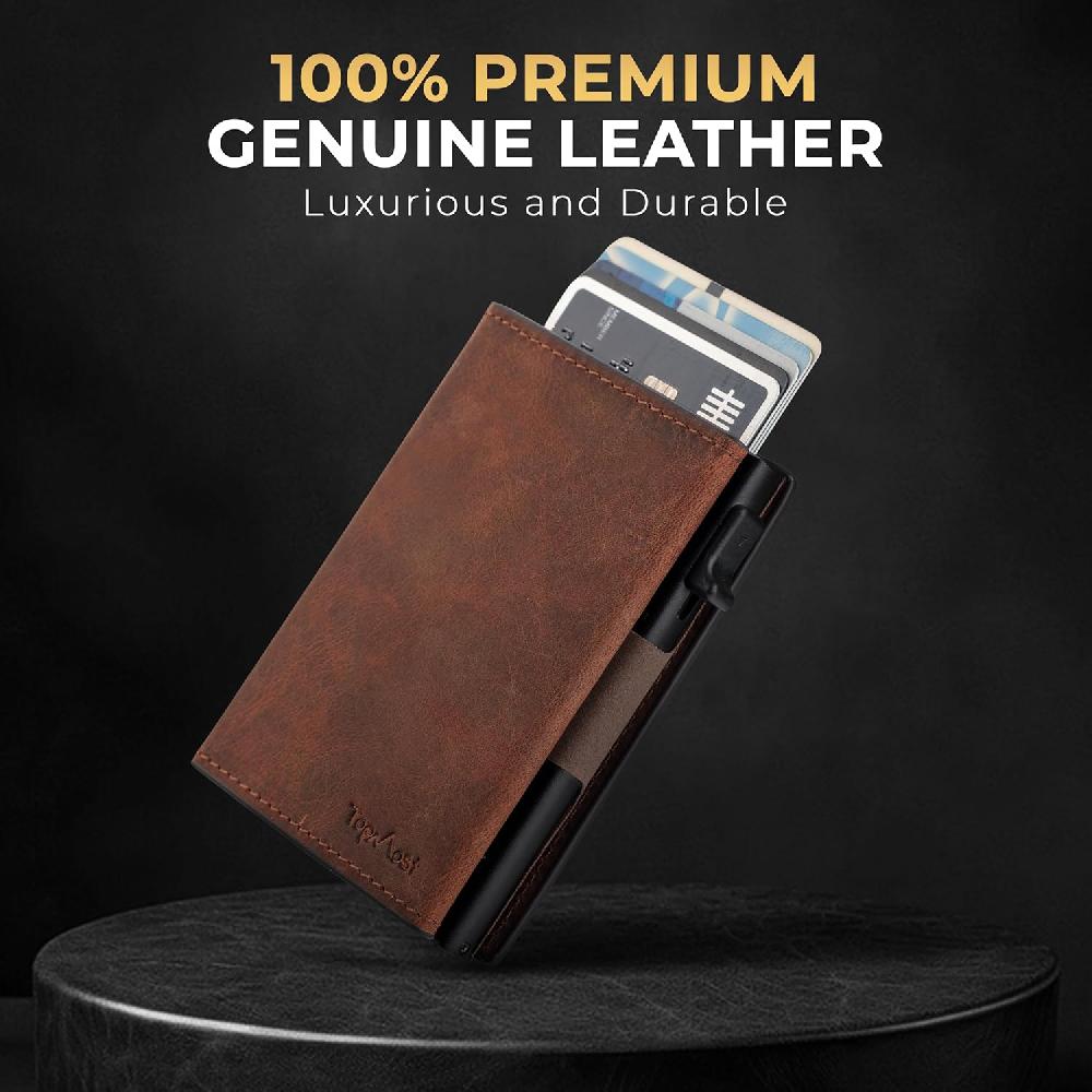 Nacnic Cartera Desplegable De Piel Auténtica Para Hombre. Portatarjetas De Crédito Con Bloqueo RFID Para Hombre. Carteras Ridge Para Hombre Con Ventana De Identificación. Delgada Minimalista