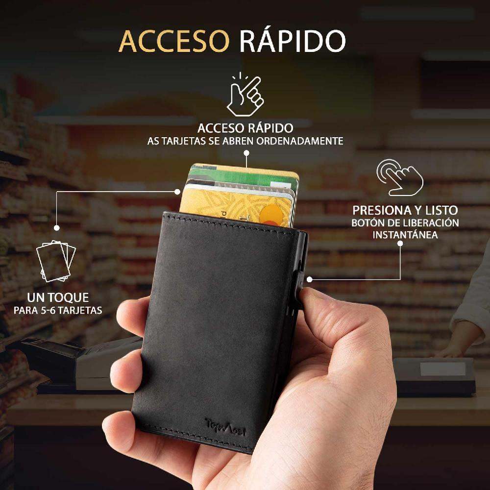Nacnic Cartera Desplegable De Piel Auténtica Para Hombre. Portatarjetas De Crédito Con Bloqueo RFID Para Hombre. Carteras Ridge Para Hombre Con Ventana De Identificación. Delgada Minimalista
