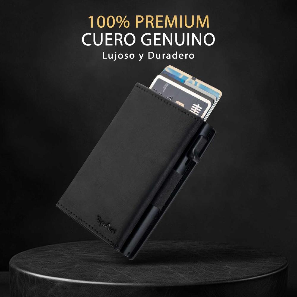 Nacnic Cartera Desplegable De Piel Auténtica Para Hombre. Portatarjetas De Crédito Con Bloqueo RFID Para Hombre. Carteras Ridge Para Hombre Con Ventana De Identificación. Delgada Minimalista