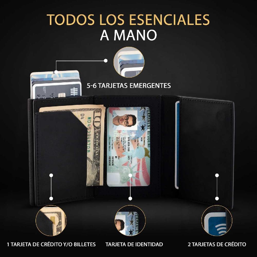 Nacnic Cartera Desplegable De Piel Auténtica Para Hombre. Portatarjetas De Crédito Con Bloqueo RFID Para Hombre. Carteras Ridge Para Hombre Con Ventana De Identificación. Delgada Minimalista