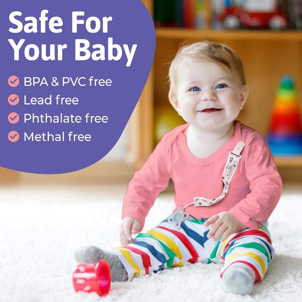 Nacnic Clips Para Chupete – 4 Unidades Diseño único Moderno De Género Neutro En Blanco Y Negro. Clip Para Chupetes Y Chupetes. Hecho De Poliéster De Calidad Y No Tóxico Para Baby Shower