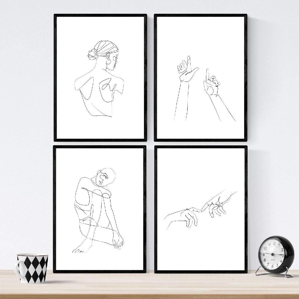 nacnic Colección de 10 Láminas de Ilustraciones de Un Solo Trazo