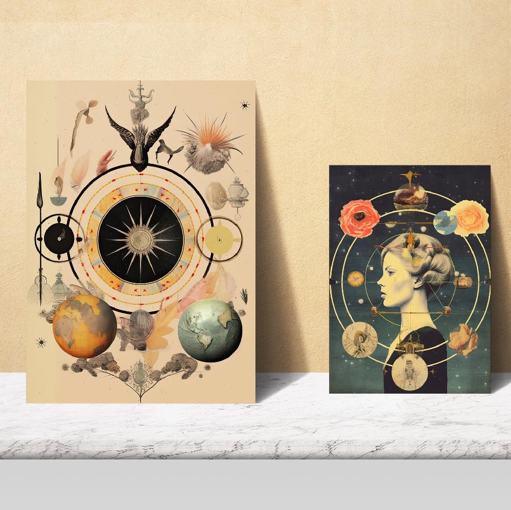 Nacnic Collage Surrealista Estilo Esoterico Mistico Beige Y Negro