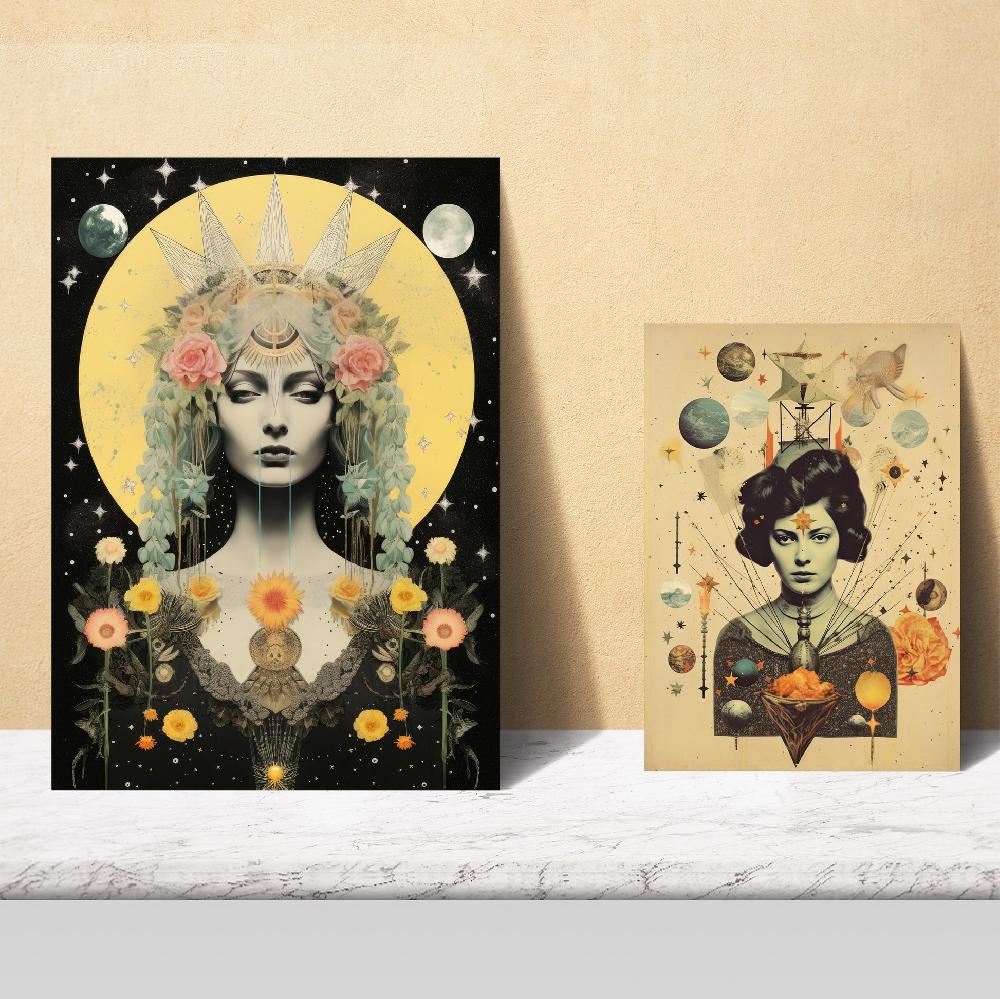 Nacnic Collage Surrealista Estilo Esoterico Mistico Negro Beige