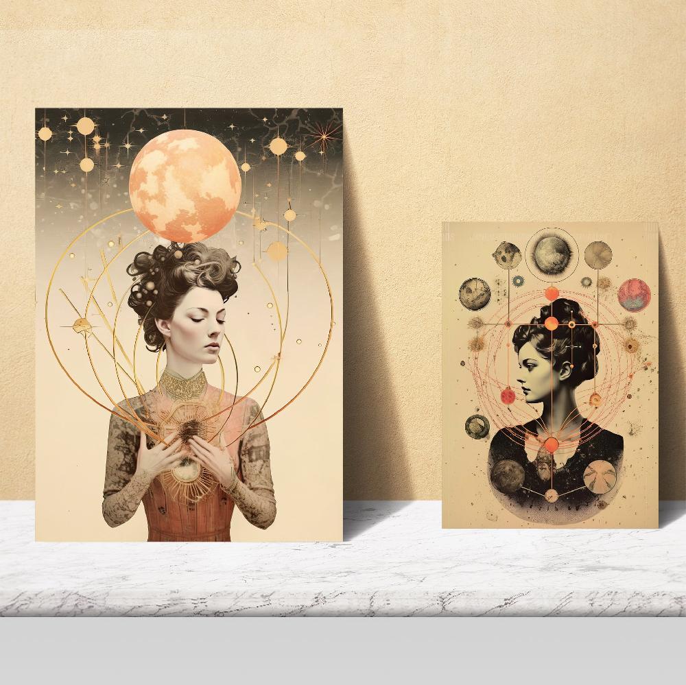 Nacnic Collage Surrealista Floral Estilo Esoterico Mistico