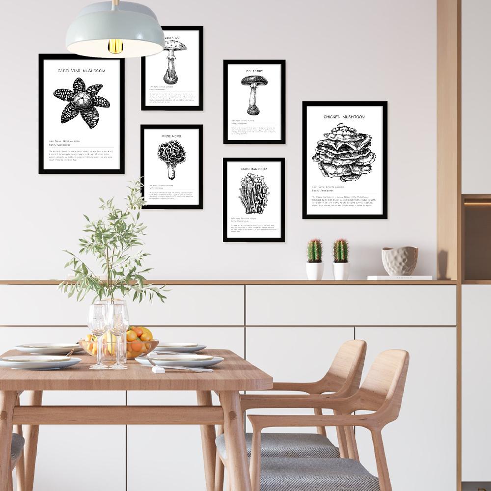 Nacnic Composicion Familias De Setas Blanco Y Negro