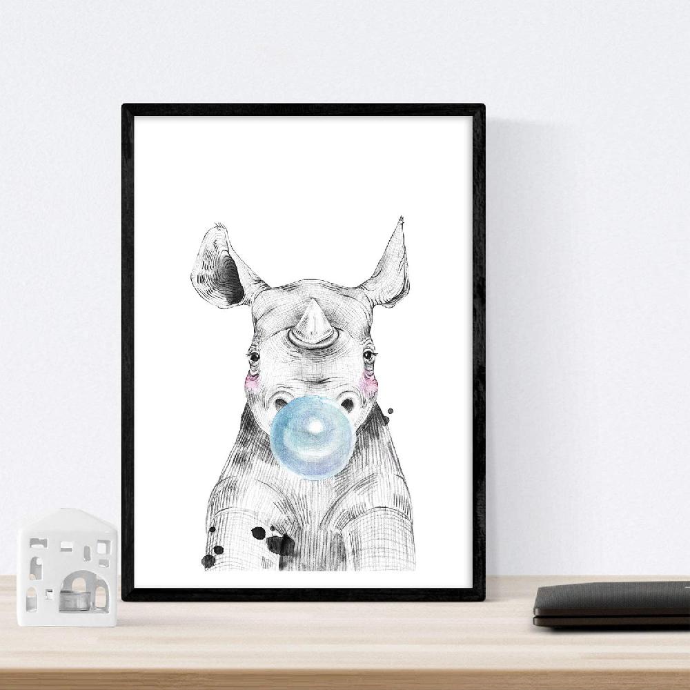 Nacnic Conjunto 6 Láminas De Animales Bebés Con Chicle