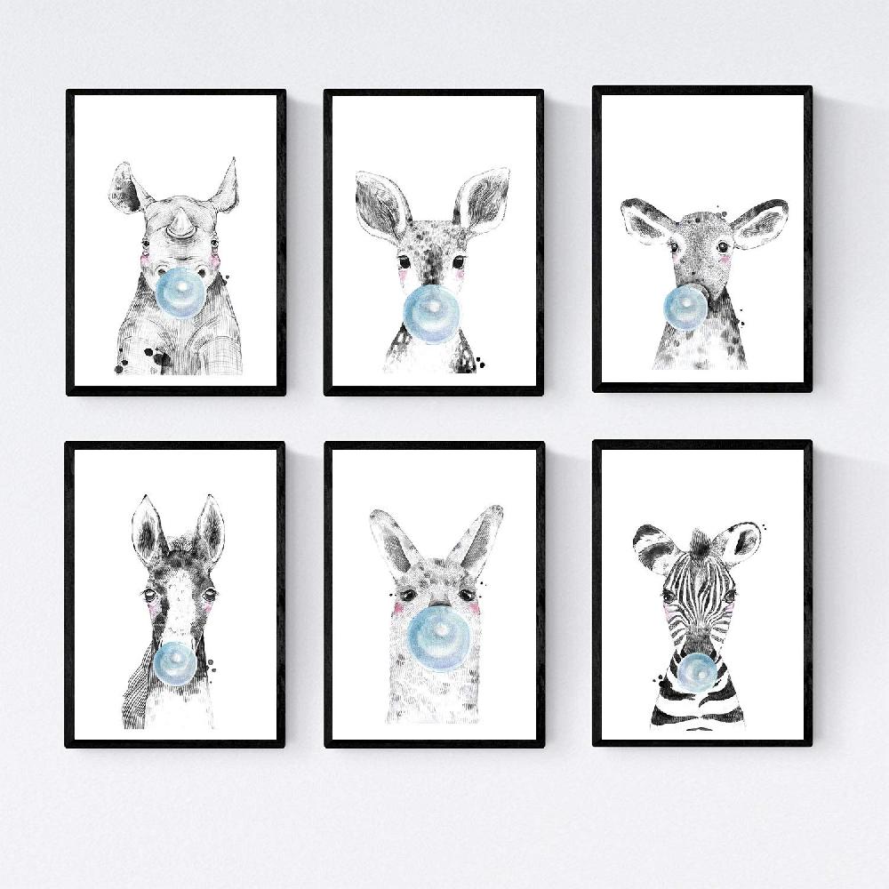 nacnic Conjunto 6 láminas de animales bebés con chicle
