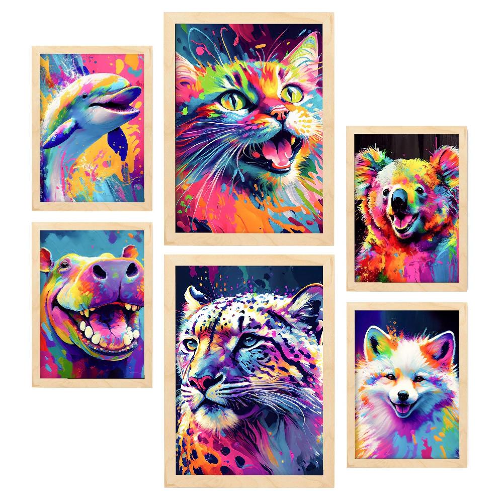 Nacnic Conjunto Abstracto De Animales Nacnic_3 Láminas Para Dormitorio