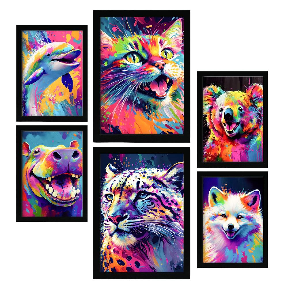 nacnic Conjunto Abstracto de Animales Nacnic_3 Láminas para Dormitorio