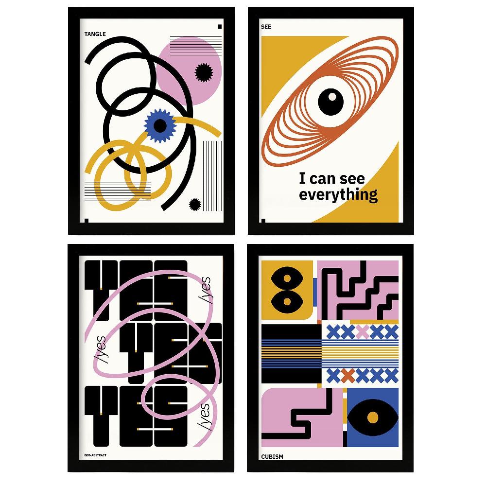 nacnic Conjunto de 4 Láminas Abstractas Cubismo Nacnic