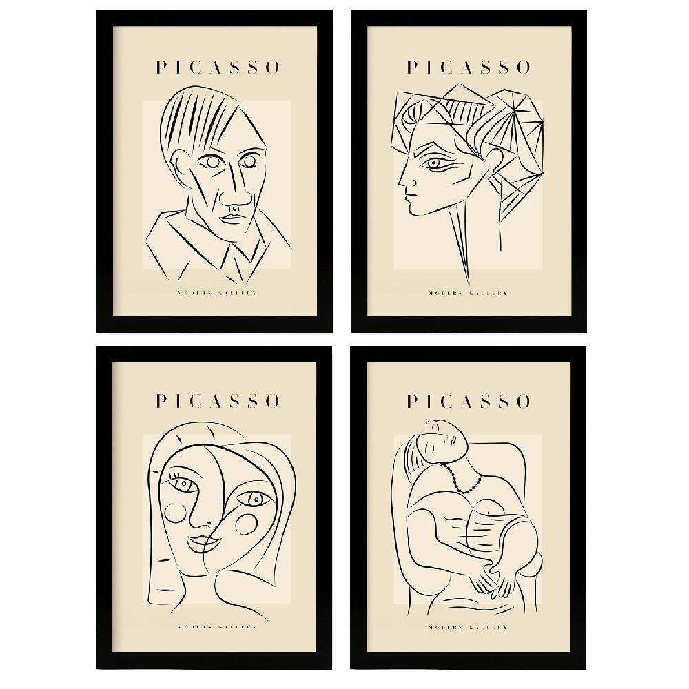 nacnic Conjunto de 4 Láminas Picasso de Retrato Lineal