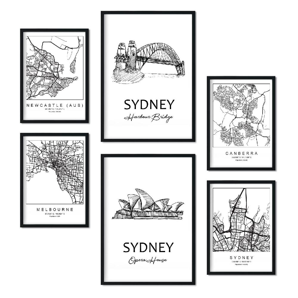 nacnic Conjunto de 6 Láminas Ilustradas de Australia en Estilo Nórdico