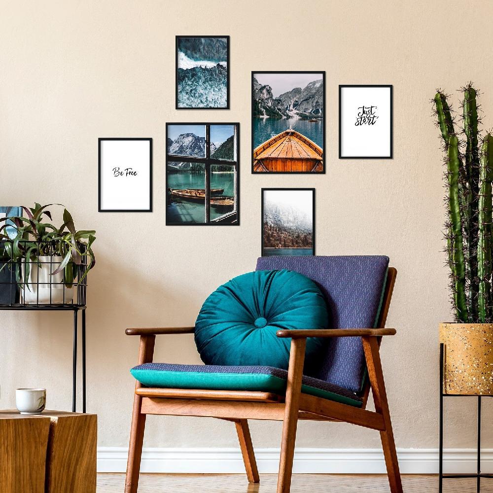 nacnic Conjunto de 6 Láminas Minimalistas de Paisajes de Montaña Invierno