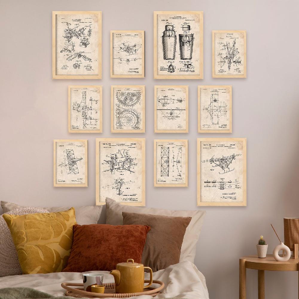 Nacnic Conjunto De Impresiones De Patentes De Máquinas Voladoras Diseño Vintage Ideal Para Amantes Del Arte Póster De Pared