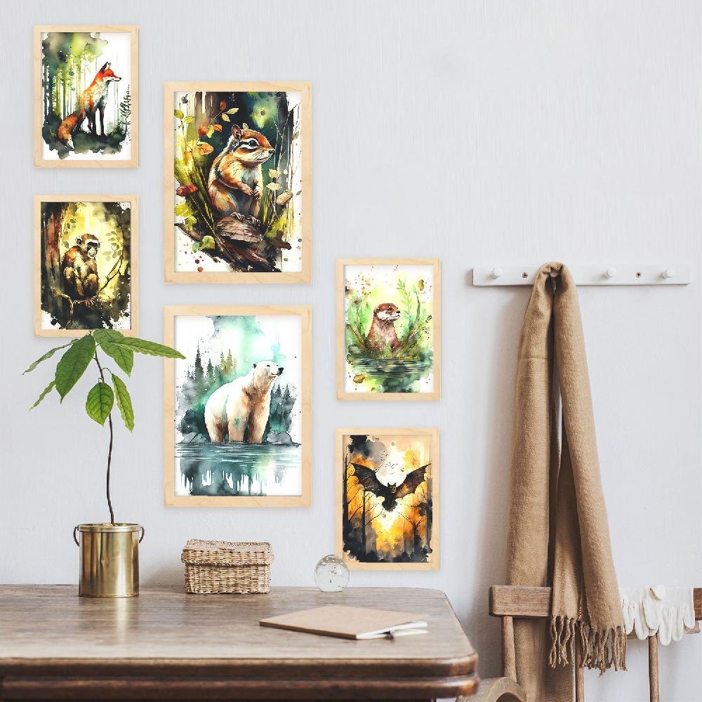 Nacnic Conjunto De Láminas De Animales Acuarela Nacnic