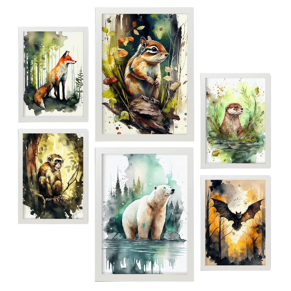 Nacnic Conjunto De Láminas De Animales Acuarela Nacnic