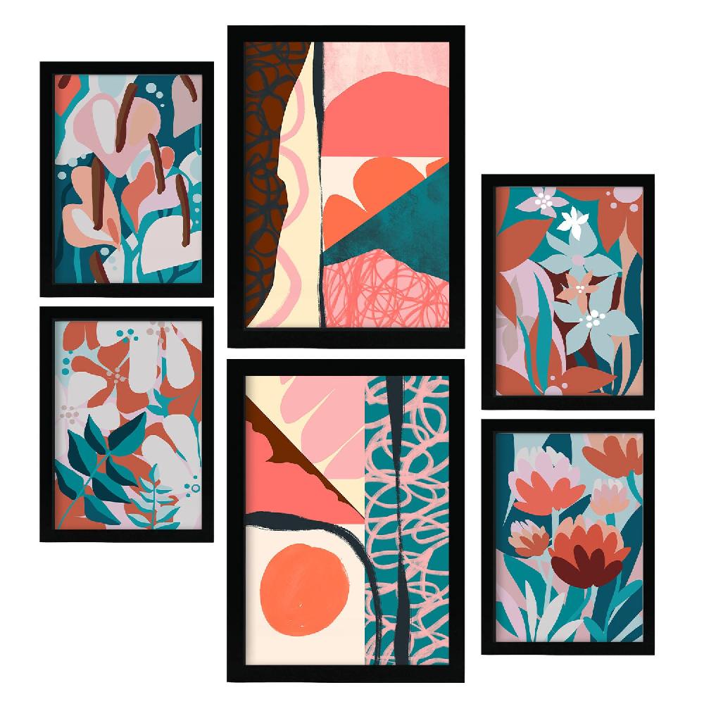 Nacnic Conjunto Nacnic De 6 Láminas Abstractas De Flores