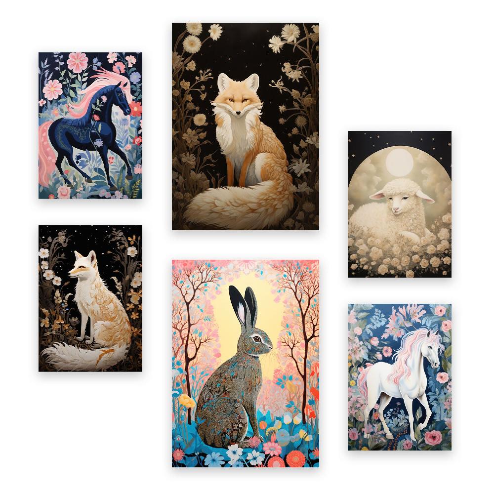 nacnic Conjunto Nacnic de 6 Láminas de Animales con Flores